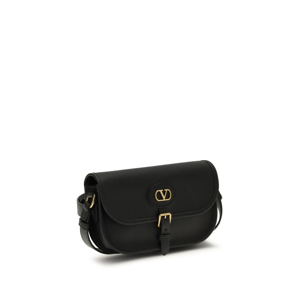 Valentino Garavani Black Calf Leather Bos Taurus Shoulder Bag by Valentino Garavani outlet now on sale