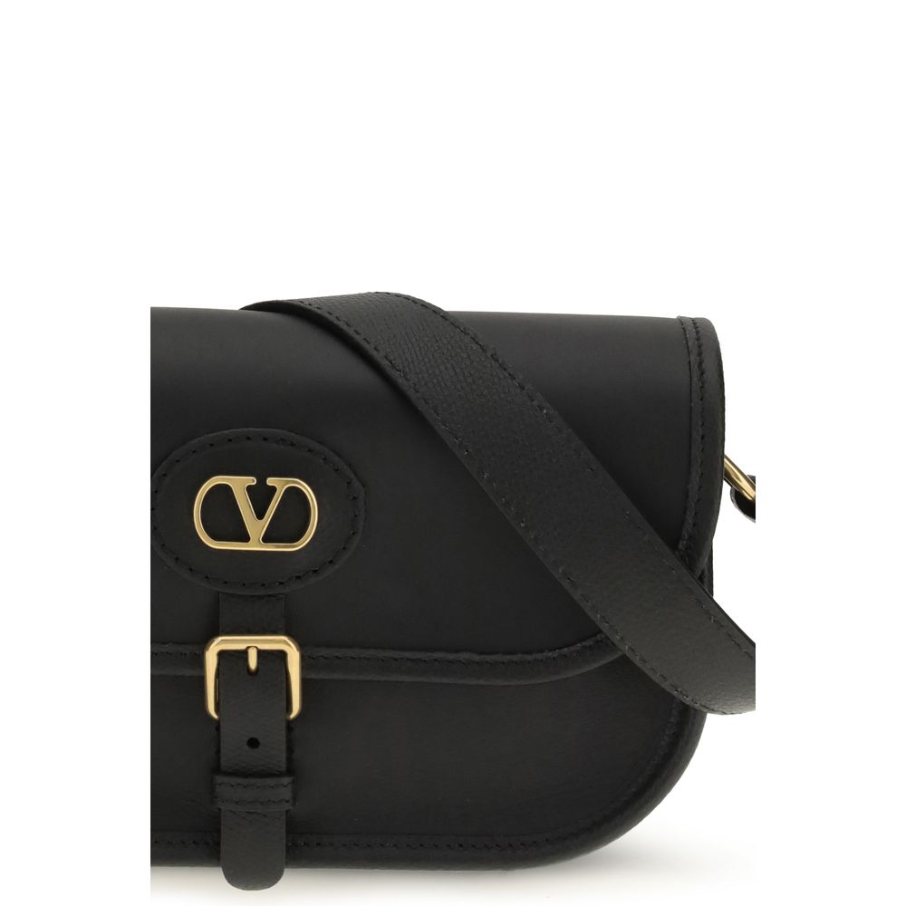 Valentino Garavani Black Calf Leather Bos Taurus Shoulder Bag by Valentino Garavani outlet now on sale