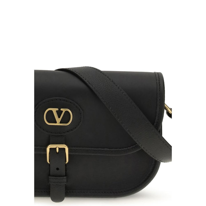 Valentino Garavani Black Calf Leather Bos Taurus Shoulder Bag by Valentino Garavani outlet now on sale