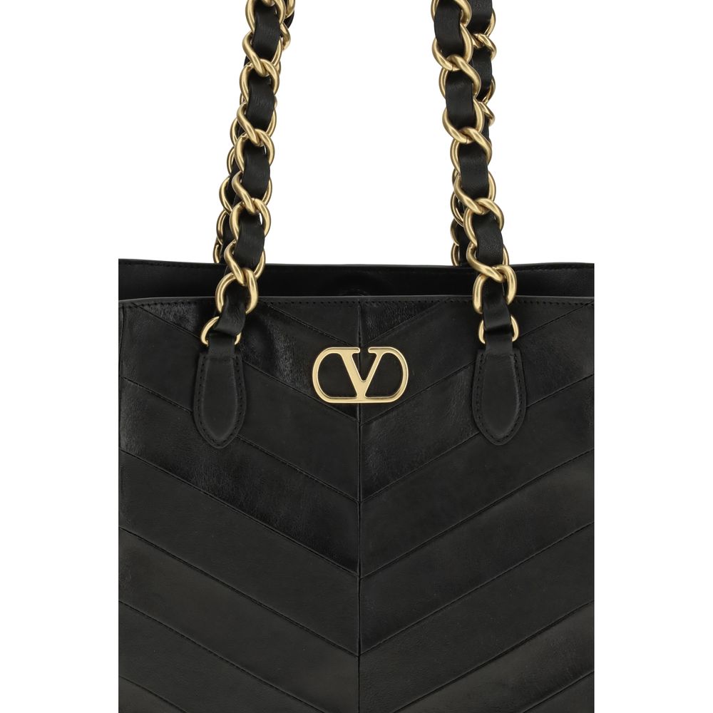 Valentino Garavani Black Calf Leather Bos Taurus Shoulder Bag