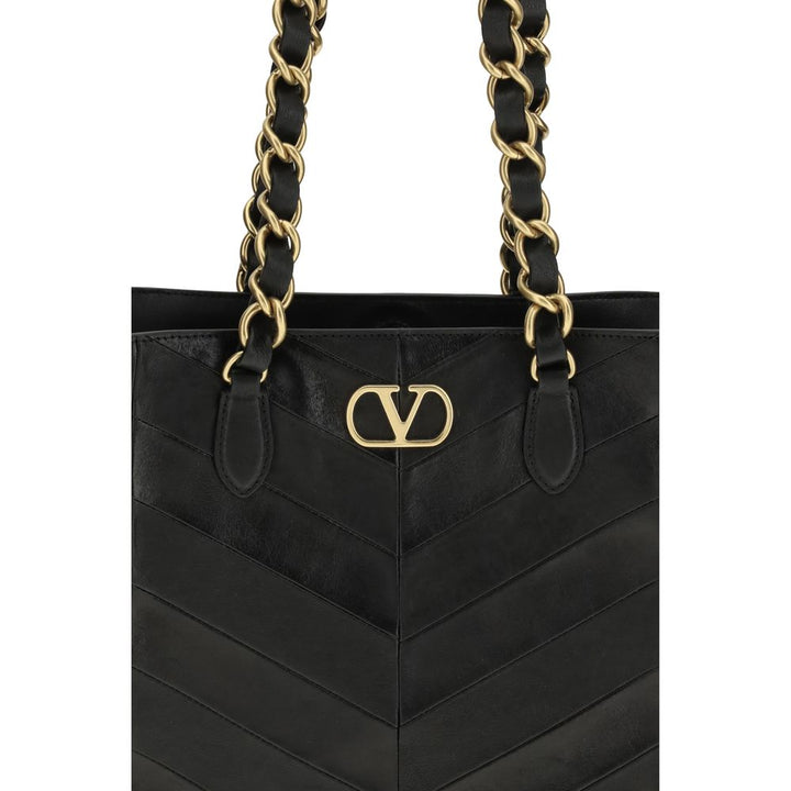 Valentino Garavani Black Calf Leather Bos Taurus Shoulder Bag