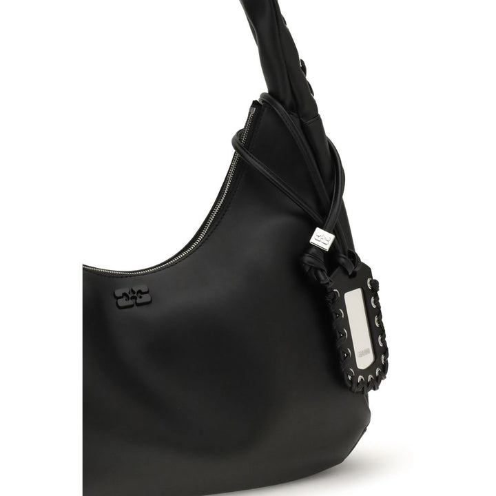 Ganni Black Recycled Leather Shoulder Bag