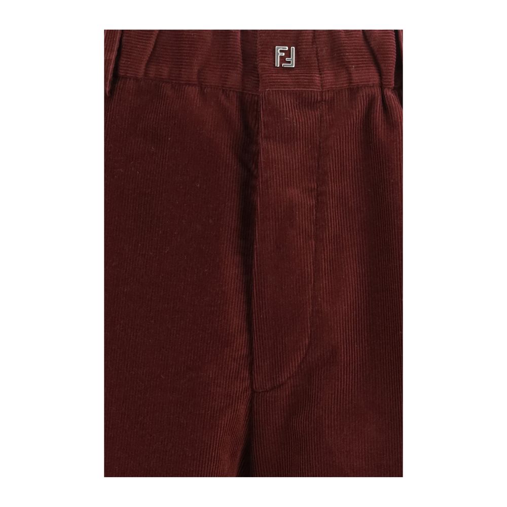Fendi Bordeaux Cotton Casual Pants by Fendi outlet now on sale