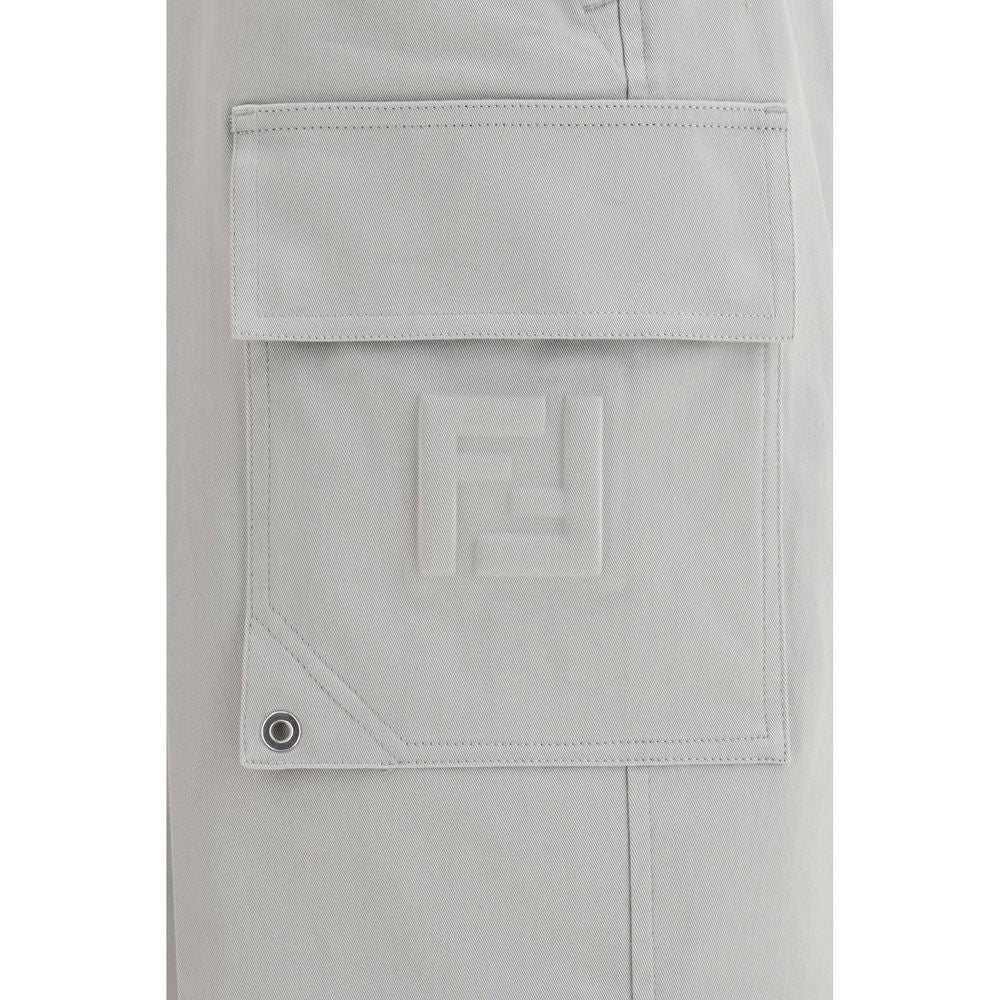 Fendi Silver Cotton Cargo Pants by Fendi outlet now on sale