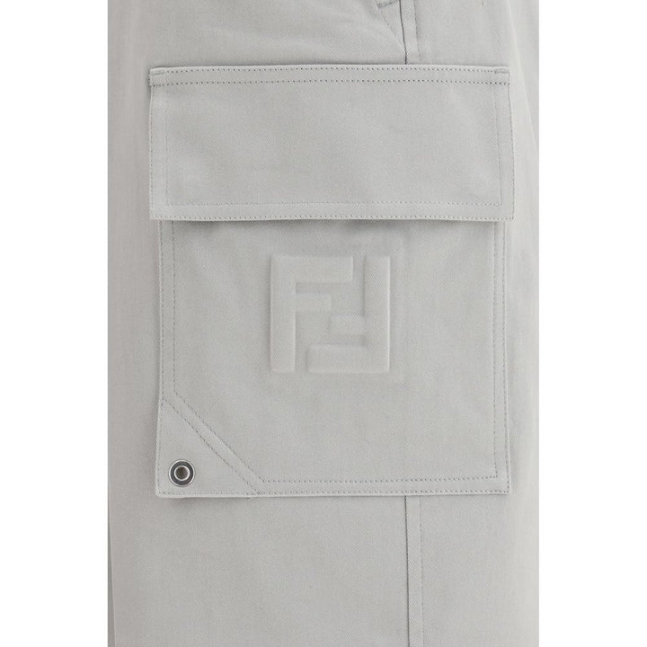 Fendi Silver Cotton Cargo Pants by Fendi outlet now on sale