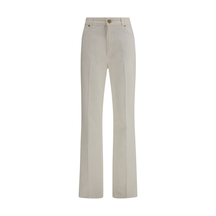Balmain White Cotton Straight-Leg Jeans by Balmain outlet now on sale