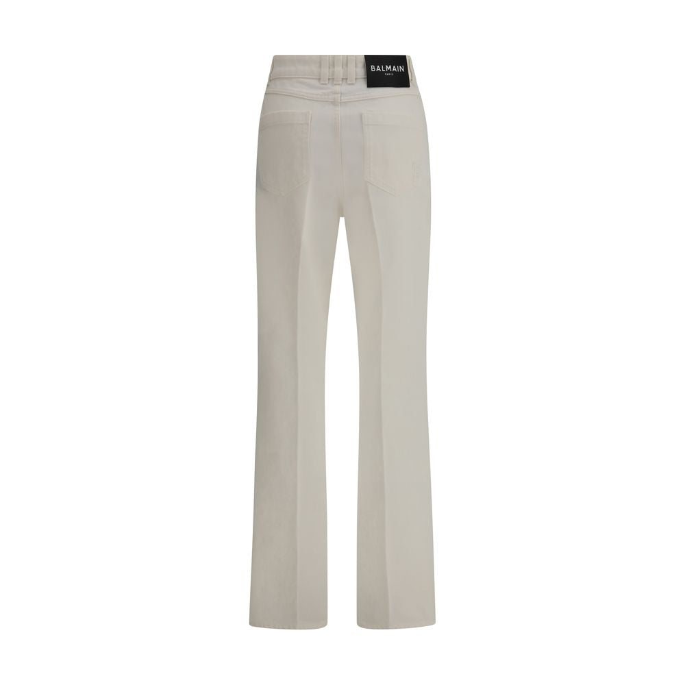 Balmain White Cotton Straight-Leg Jeans by Balmain outlet now on sale