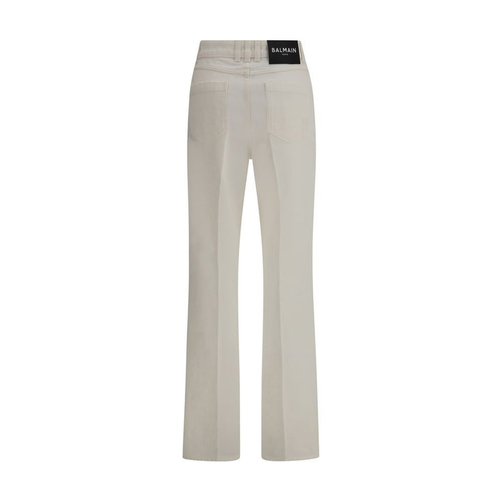 Balmain White Cotton Straight-Leg Jeans by Balmain outlet now on sale
