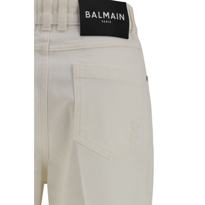 Balmain White Cotton Straight-Leg Jeans by Balmain outlet now on sale