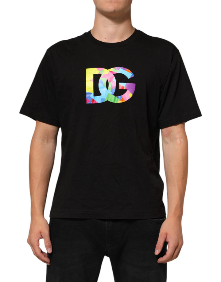 Dolce &amp; Gabbana Sample Sale Dolce &amp; Gabbana Black Logo Print Cotton Crew Neck T-shirt - | Designer outlet