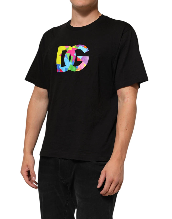 Dolce &amp; Gabbana Sample Sale Dolce &amp; Gabbana Black Logo Print Cotton Crew Neck T-shirt - | Designer outlet