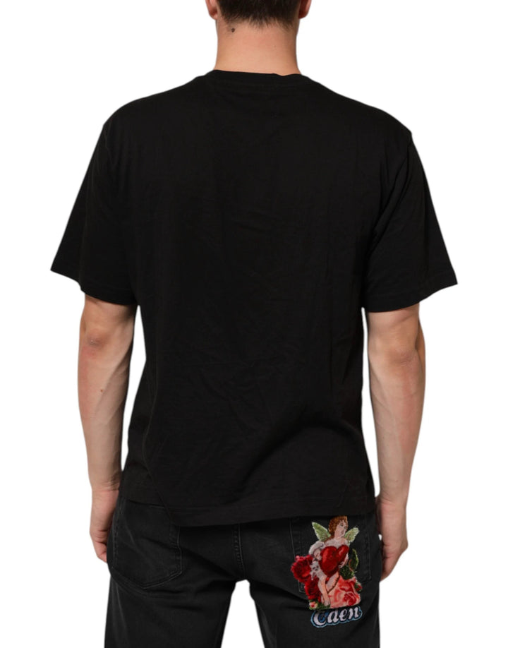 Dolce &amp; Gabbana Sample Sale Dolce &amp; Gabbana Black Logo Print Cotton Crew Neck T-shirt - | Designer outlet