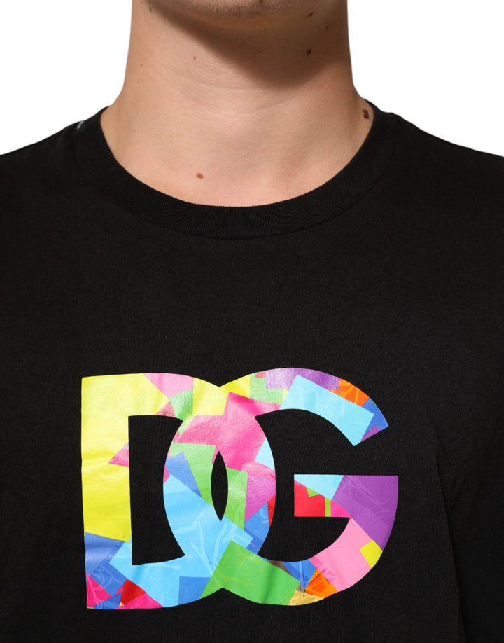 Dolce &amp; Gabbana Sample Sale Dolce &amp; Gabbana Black Logo Print Cotton Crew Neck T-shirt - | Designer outlet