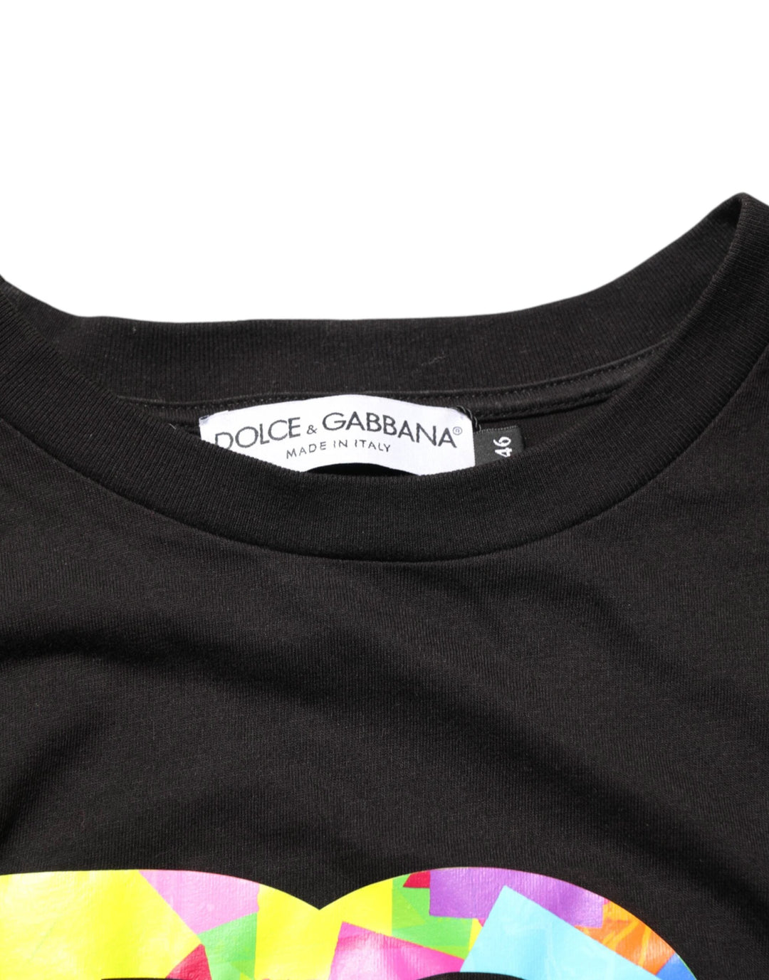 Dolce &amp; Gabbana Sample Sale Dolce &amp; Gabbana Black Logo Print Cotton Crew Neck T-shirt - | Designer outlet