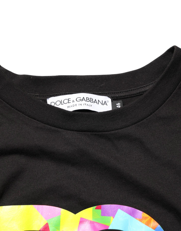 Dolce &amp; Gabbana Sample Sale Dolce &amp; Gabbana Black Logo Print Cotton Crew Neck T-shirt - | Designer outlet