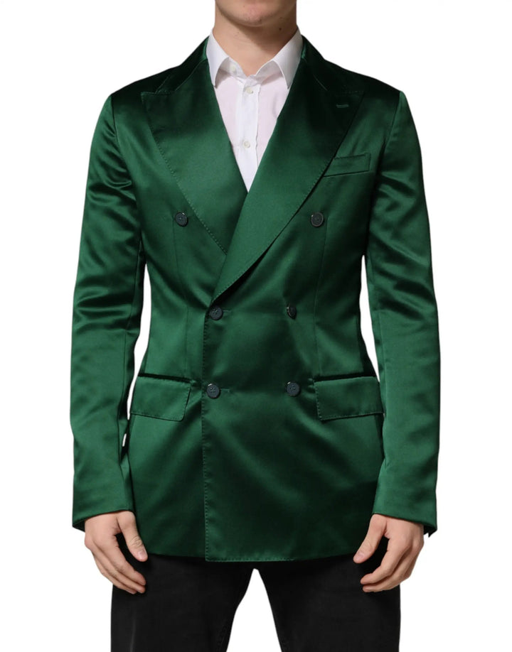 Dolce &amp; Gabbana Sample Sale | Dolce &amp; Gabbana Green Satin Double Breasted Jacket Blazer - | Designer outlet