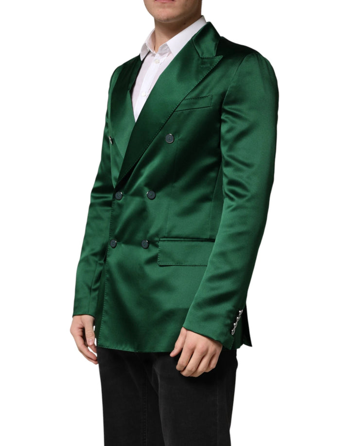 Dolce &amp; Gabbana Sample Sale Dolce &amp; Gabbana Green Satin Double Breasted Jacket Blazer - | Designer outlet