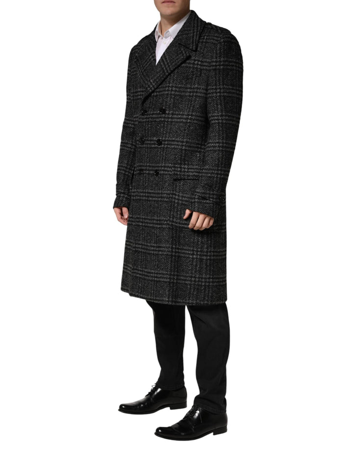 Dolce &amp; Gabbana Sample Sale Dolce &amp; Gabbana Grey Double Breasted Plaid Wool Coat Jacket - | Designer outlet