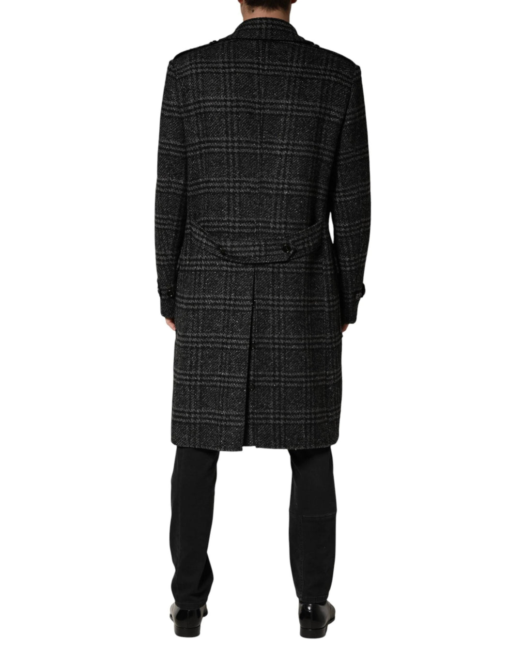 Dolce &amp; Gabbana Sample Sale Dolce &amp; Gabbana Grey Double Breasted Plaid Wool Coat Jacket - | Designer outlet