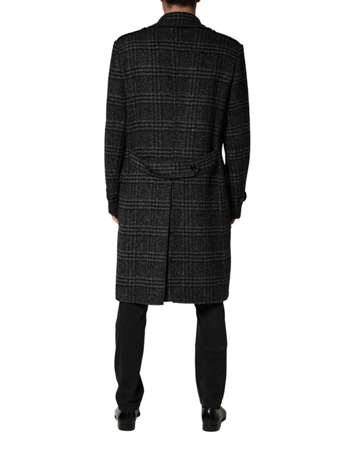 Dolce &amp; Gabbana Sample Sale Dolce &amp; Gabbana Grey Double Breasted Plaid Wool Coat Jacket - | Designer outlet