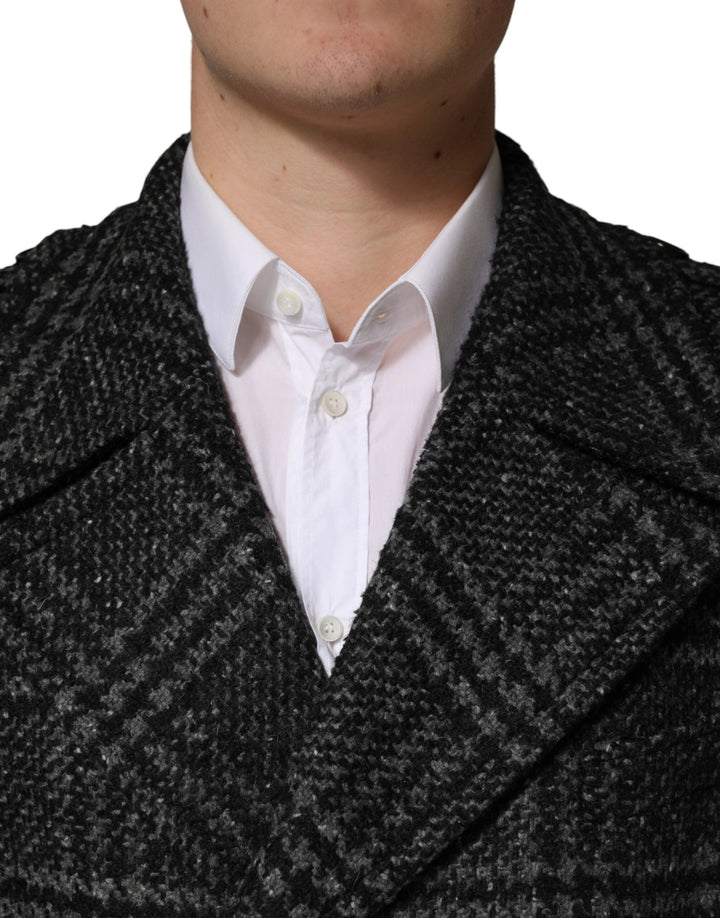 Dolce &amp; Gabbana Sample Sale Dolce &amp; Gabbana Grey Double Breasted Plaid Wool Coat Jacket - | Designer outlet