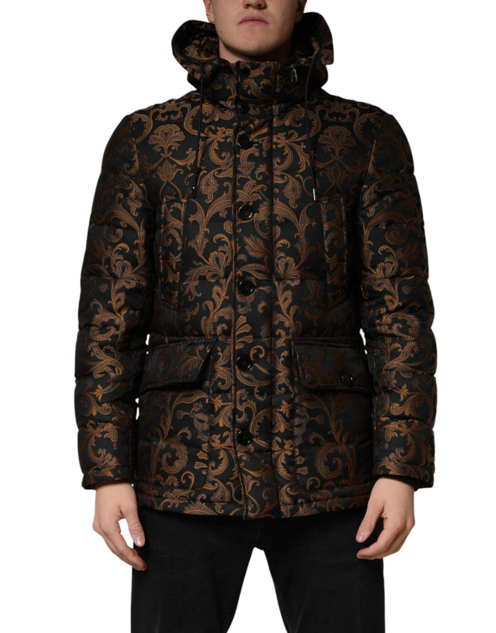 Dolce &amp; Gabbana Sample Sale Dolce &amp; Gabbana Black Floral Jacquard Quilted Hooded Jacket - | Designer outlet