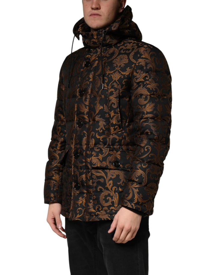 Dolce &amp; Gabbana Sample Sale Dolce &amp; Gabbana Black Floral Jacquard Quilted Hooded Jacket - | Designer outlet