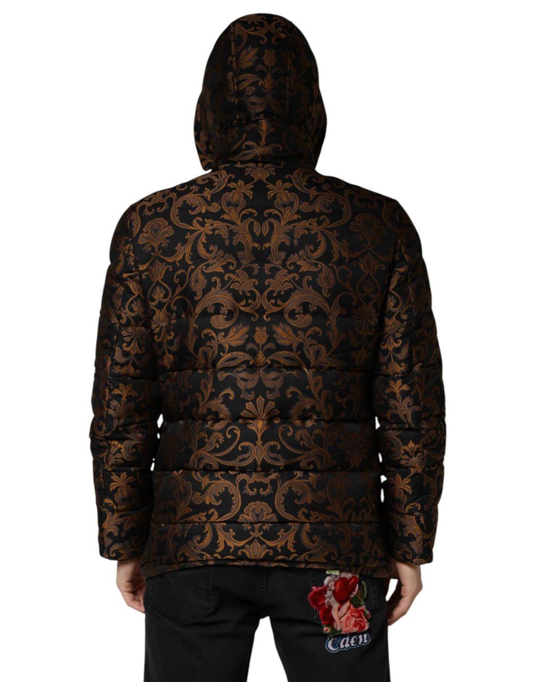 Dolce &amp; Gabbana Sample Sale Dolce &amp; Gabbana Black Floral Jacquard Quilted Hooded Jacket - | Designer outlet