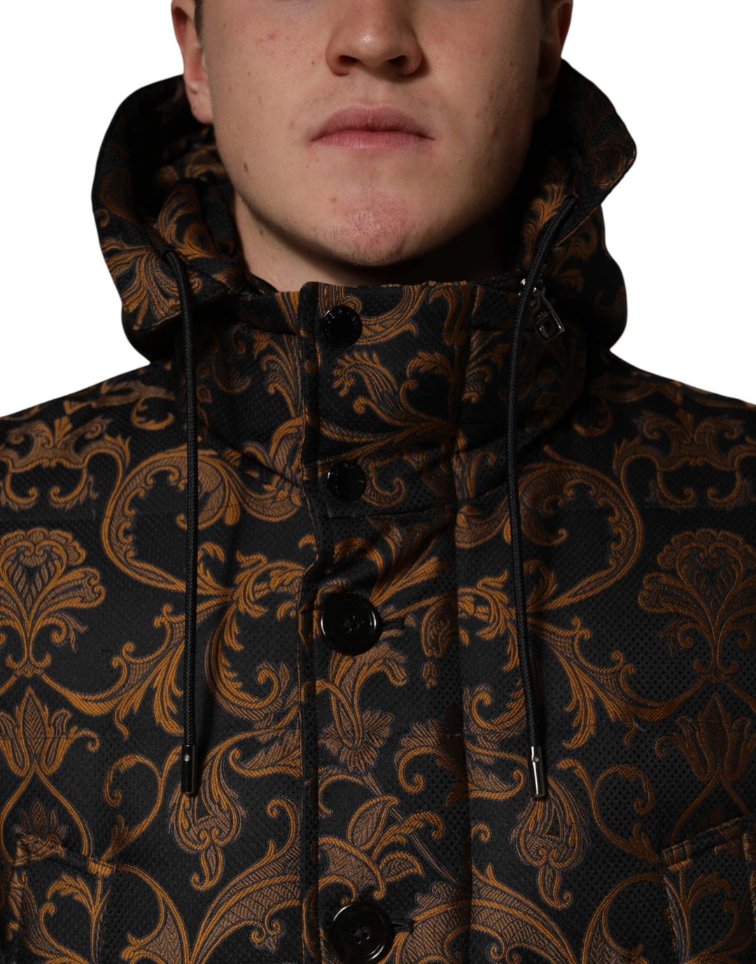 Dolce &amp; Gabbana Sample Sale Dolce &amp; Gabbana Black Floral Jacquard Quilted Hooded Jacket - | Designer outlet