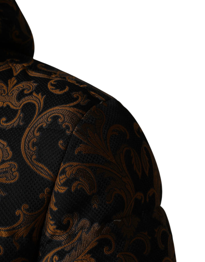 Dolce &amp; Gabbana Sample Sale Dolce &amp; Gabbana Black Floral Jacquard Quilted Hooded Jacket - | Designer outlet