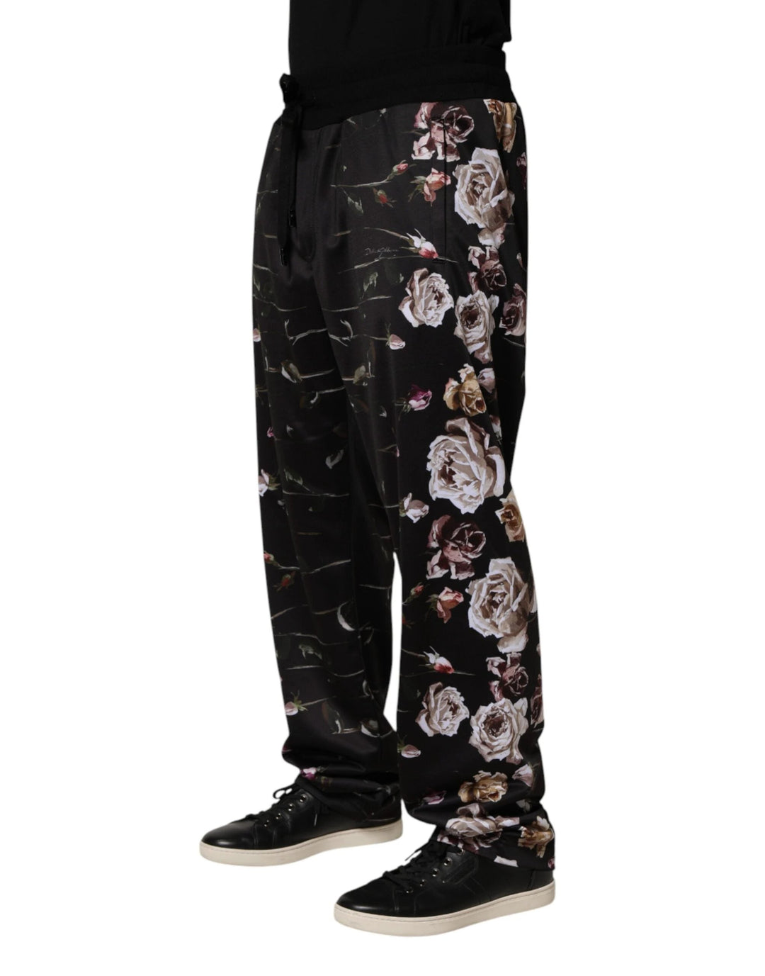 Dolce &amp; Gabbana Sample Sale Dolce &amp; Gabbana Black Floral Straight-Leg Chino Trouser Pants - | Designer outlet