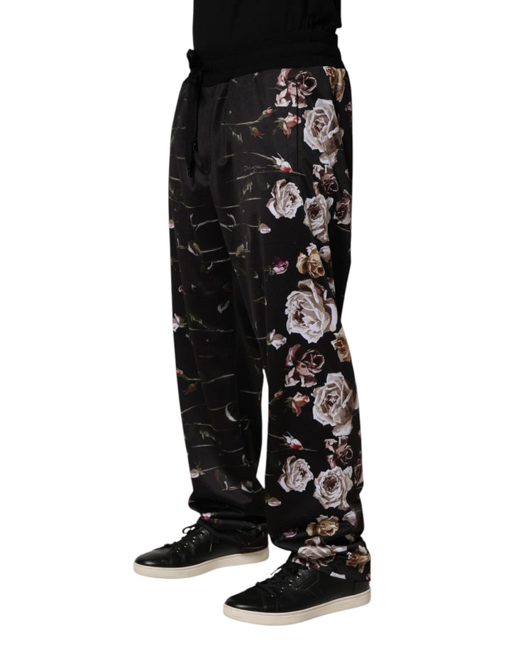 Dolce &amp; Gabbana Sample Sale Dolce &amp; Gabbana Black Floral Straight-Leg Chino Trouser Pants - | Designer outlet