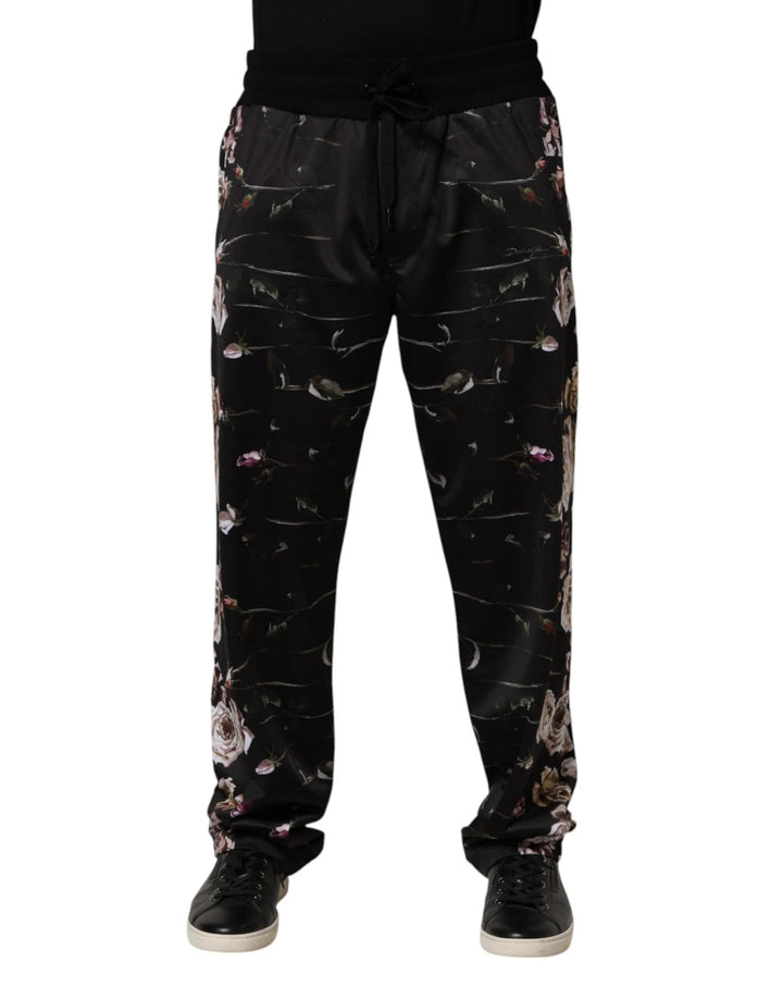 Dolce &amp; Gabbana Sample Sale Dolce &amp; Gabbana Black Floral Straight-Leg Chino Trouser Pants - | Designer outlet