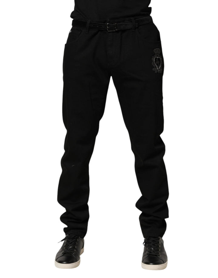 Dolce &amp; Gabbana Sample Sale Dolce &amp; Gabbana Black Sacred Heart Skinny Men Denim Jeans - | Designer outlet