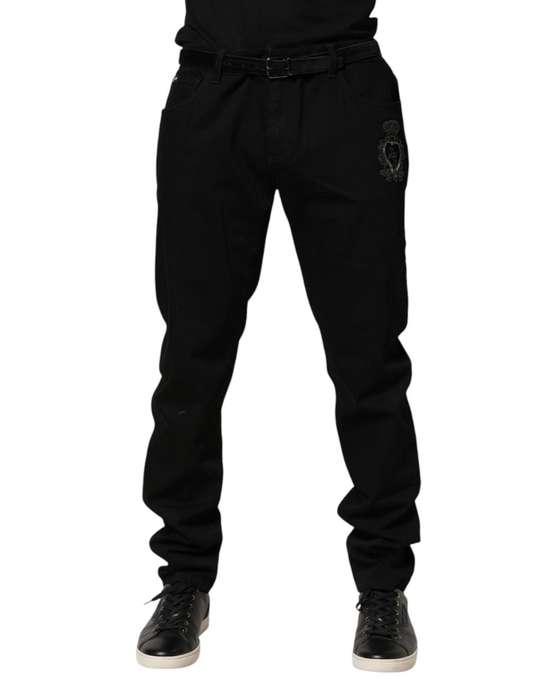 Dolce &amp; Gabbana Sample Sale Dolce &amp; Gabbana Black Sacred Heart Skinny Men Denim Jeans - | Designer outlet