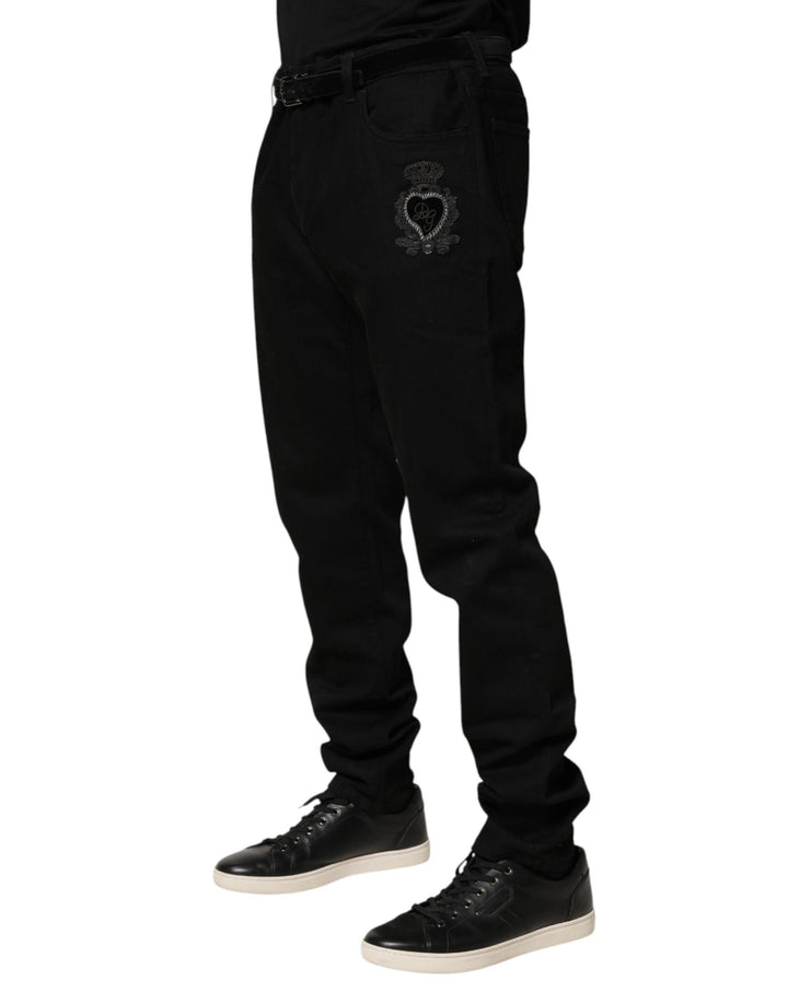 Dolce &amp; Gabbana Sample Sale Dolce &amp; Gabbana Black Sacred Heart Skinny Men Denim Jeans - | Designer outlet