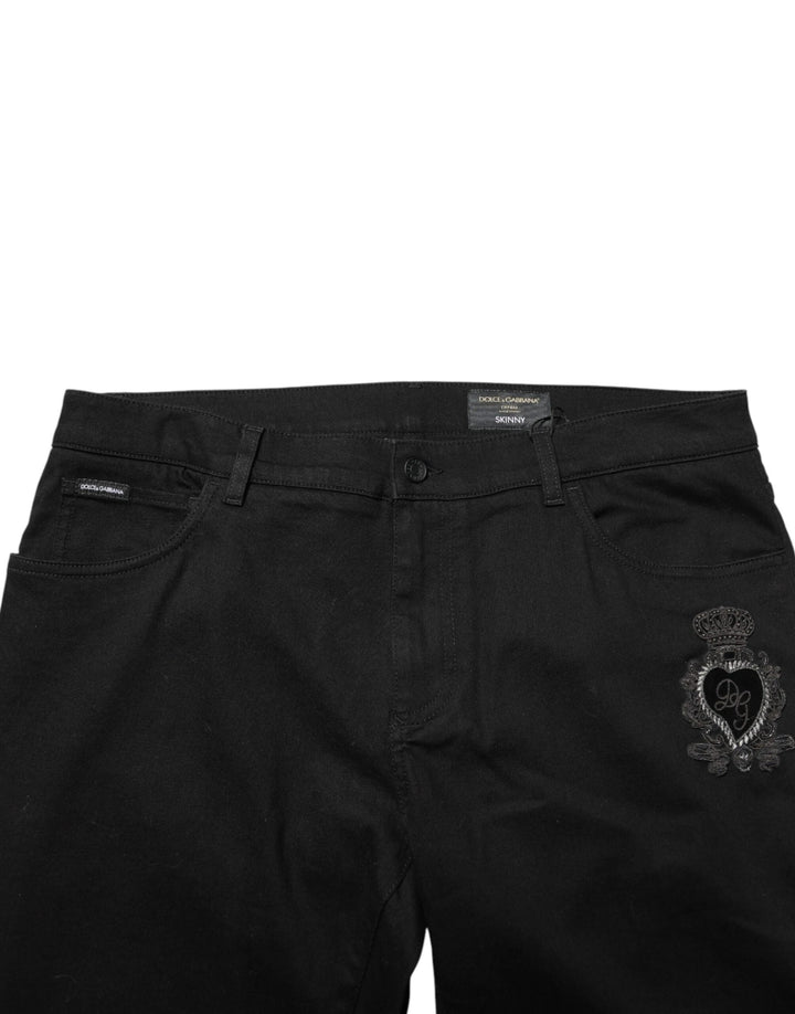 Dolce &amp; Gabbana Sample Sale Dolce &amp; Gabbana Black Sacred Heart Skinny Men Denim Jeans - | Designer outlet