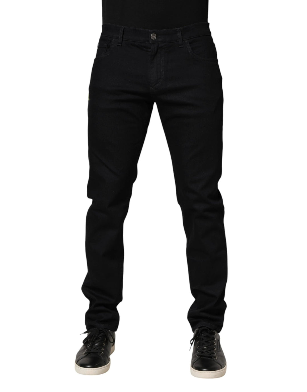 Dolce &amp; Gabbana Sample Sale Dolce &amp; Gabbana Black Floral Cotton Skinny Men Denim Jeans - | Designer outlet