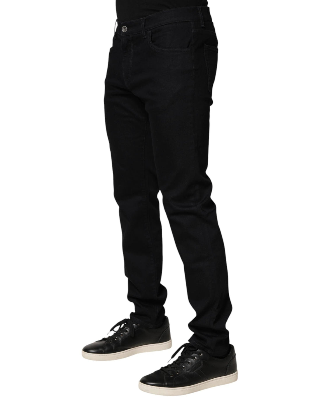 Dolce &amp; Gabbana Sample Sale Dolce &amp; Gabbana Black Floral Cotton Skinny Men Denim Jeans - | Designer outlet