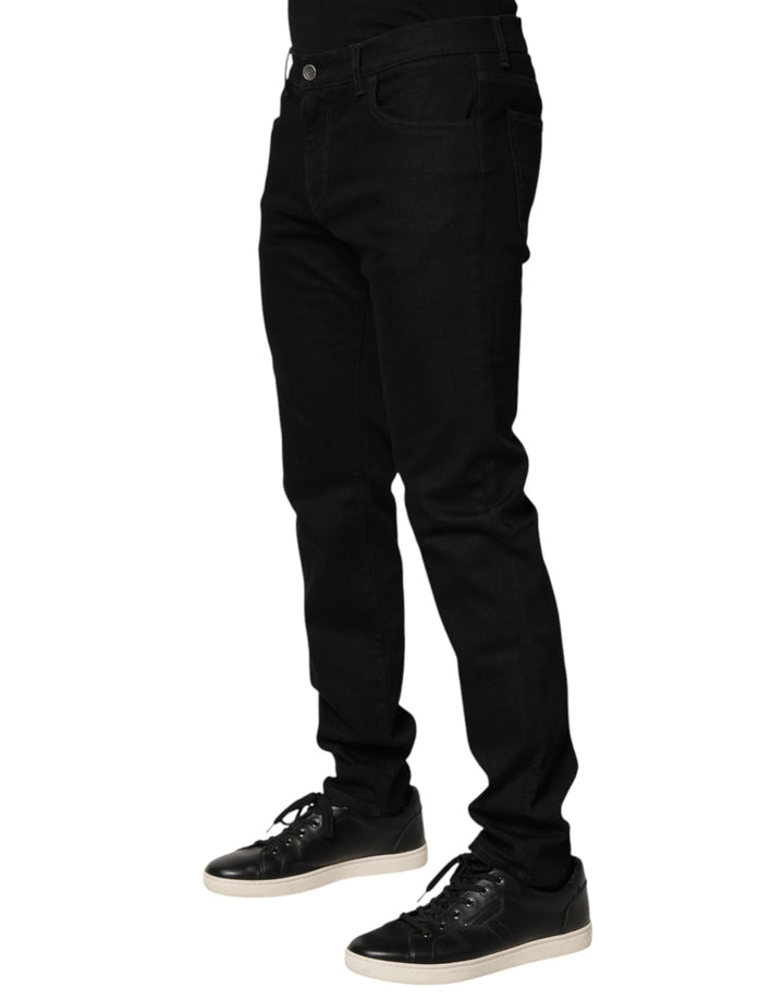 Dolce &amp; Gabbana Sample Sale Dolce &amp; Gabbana Black Floral Cotton Skinny Men Denim Jeans - | Designer outlet