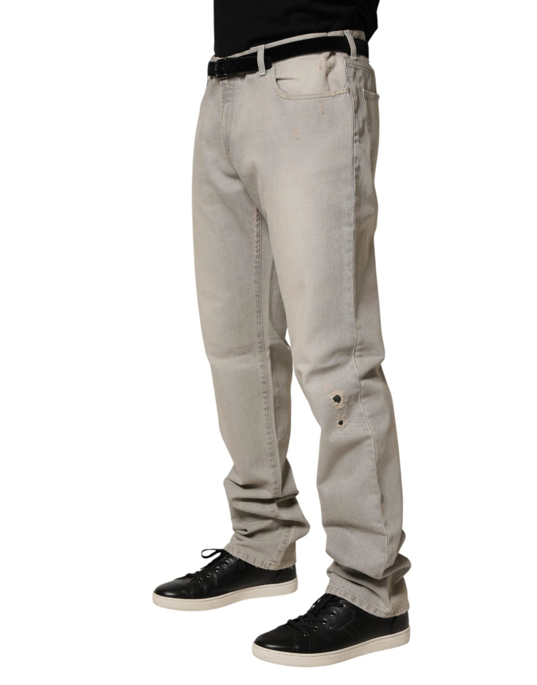 Dolce & Gabbana Sample Sale Dolce & Gabbana Light Gray Cotton Straight Denim Trouser Jeans - | Designer outlet