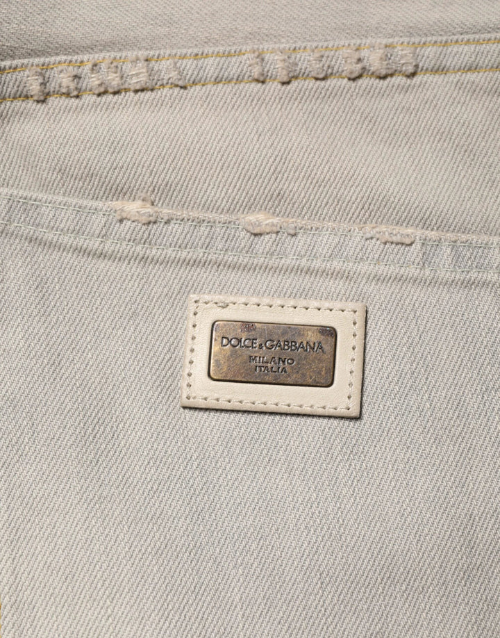 Dolce & Gabbana Sample Sale Dolce & Gabbana Light Gray Cotton Straight Denim Trouser Jeans - | Designer outlet
