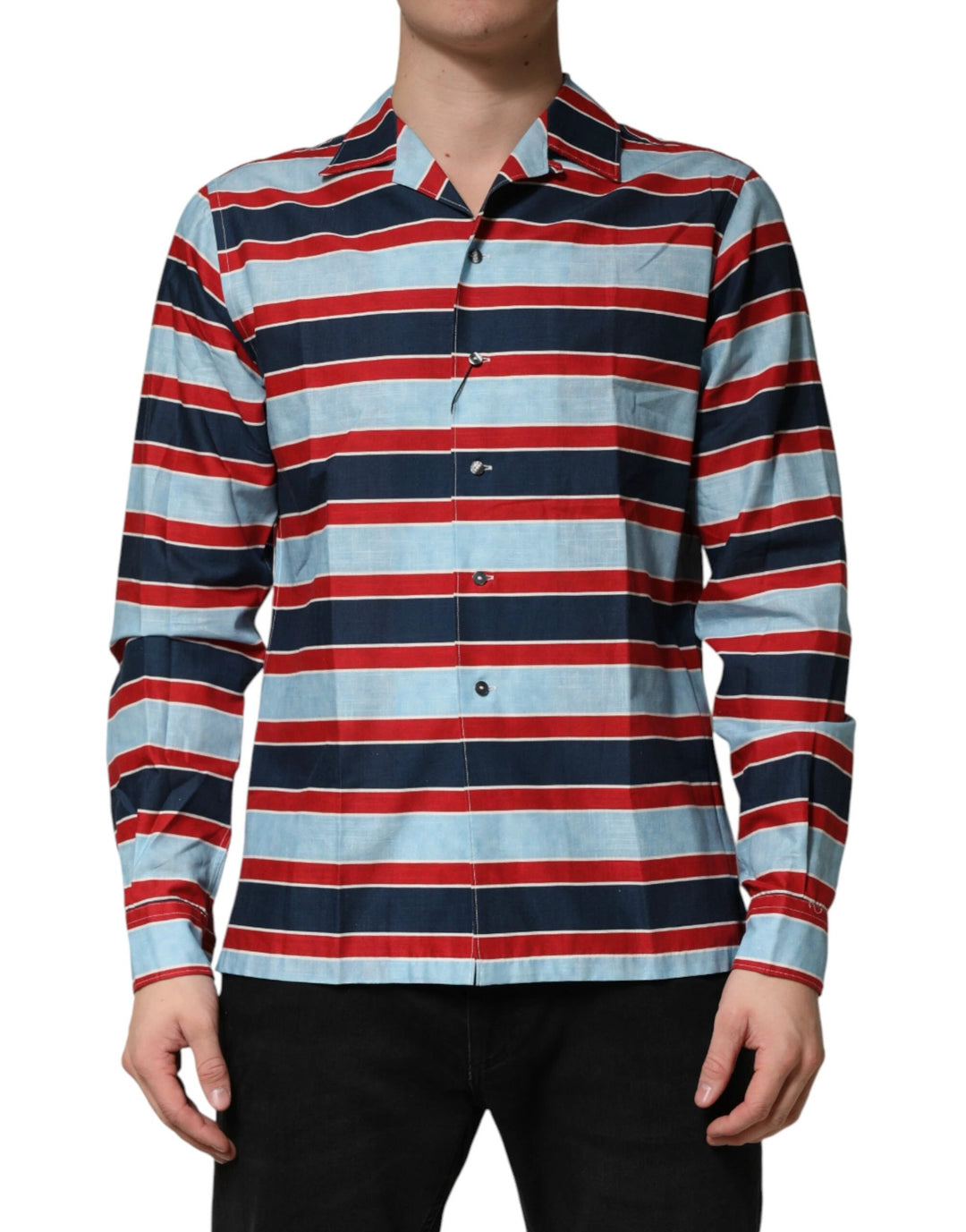 Dolce &amp; Gabbana Sample Sale Dolce &amp; Gabbana Multicolor Stripes Cotton Men Button Down Shirt - | Designer outlet