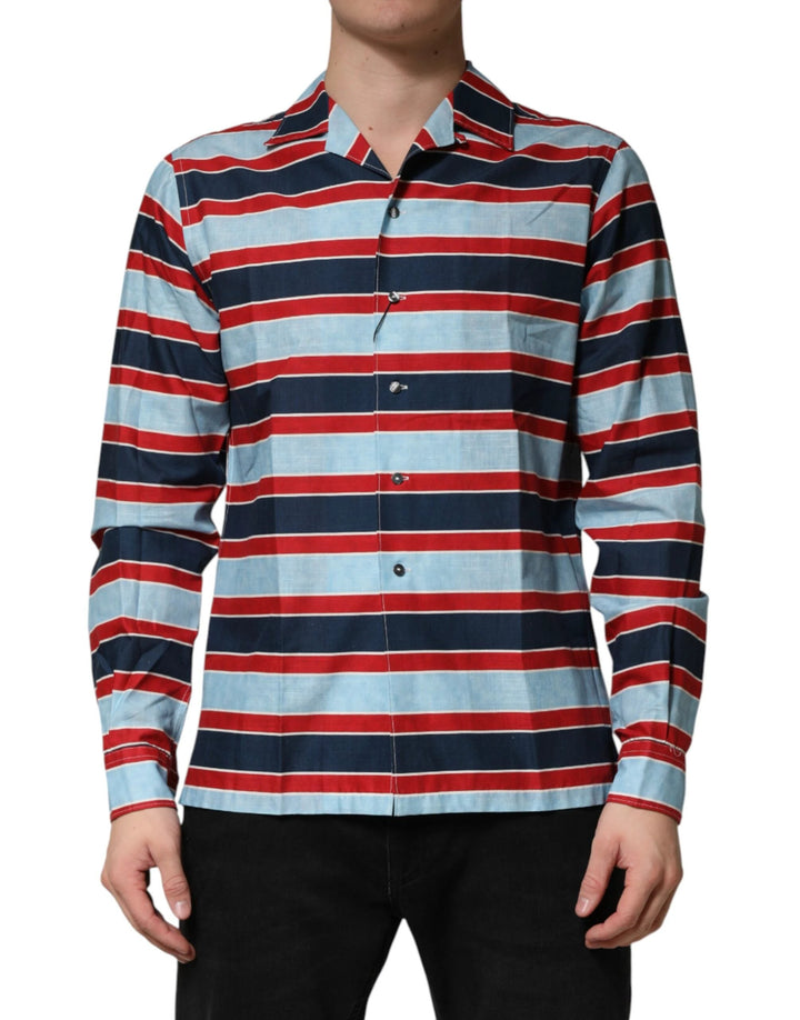 Dolce &amp; Gabbana Sample Sale Dolce &amp; Gabbana Multicolor Stripes Cotton Men Button Down Shirt - | Designer outlet