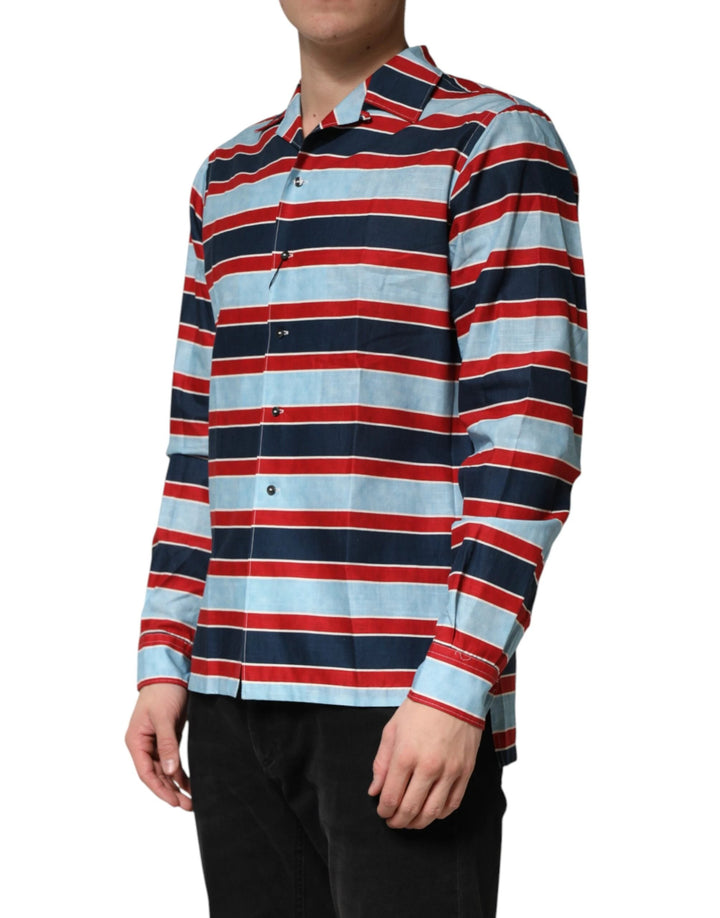 Dolce &amp; Gabbana Sample Sale Dolce &amp; Gabbana Multicolor Stripes Cotton Men Button Down Shirt - | Designer outlet