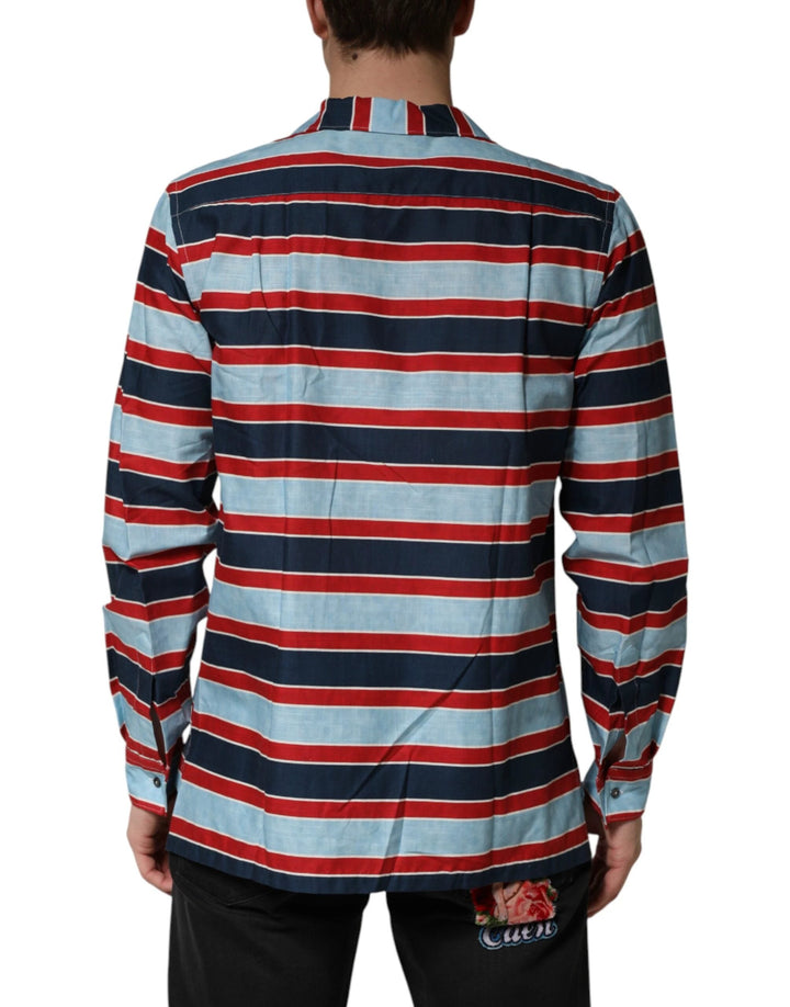 Dolce &amp; Gabbana Sample Sale Dolce &amp; Gabbana Multicolor Stripes Cotton Men Button Down Shirt - | Designer outlet