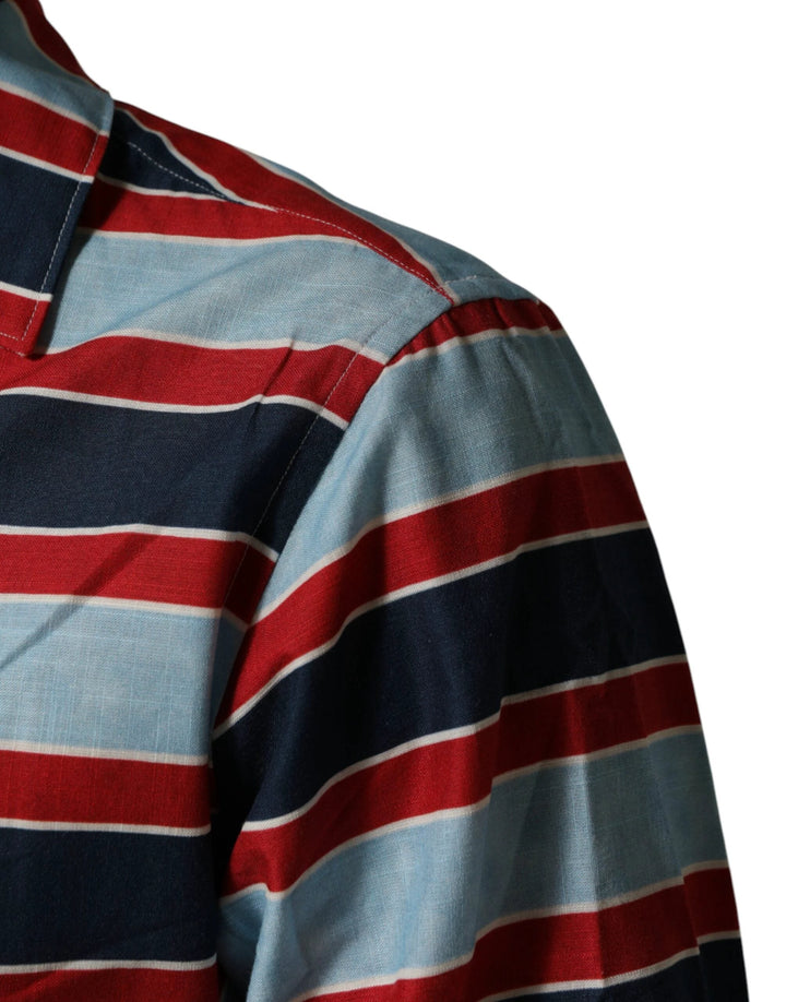 Dolce &amp; Gabbana Sample Sale Dolce &amp; Gabbana Multicolor Stripes Cotton Men Button Down Shirt - | Designer outlet