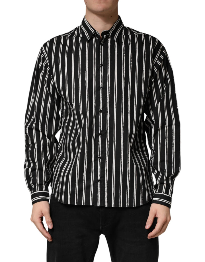 Dolce &amp; Gabbana Sample Sale Dolce &amp; Gabbana Black Stripes Cotton Men Formal Dress Shirt - | Designer outlet