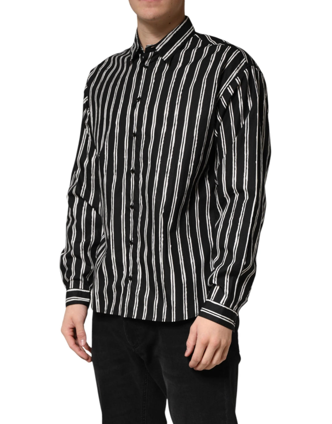 Dolce &amp; Gabbana Sample Sale Dolce &amp; Gabbana Black Stripes Cotton Men Formal Dress Shirt - | Designer outlet