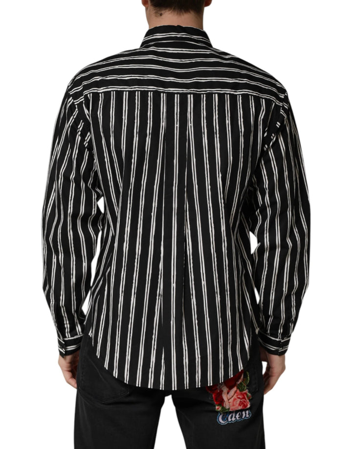 Dolce &amp; Gabbana Sample Sale Dolce &amp; Gabbana Black Stripes Cotton Men Formal Dress Shirt - | Designer outlet